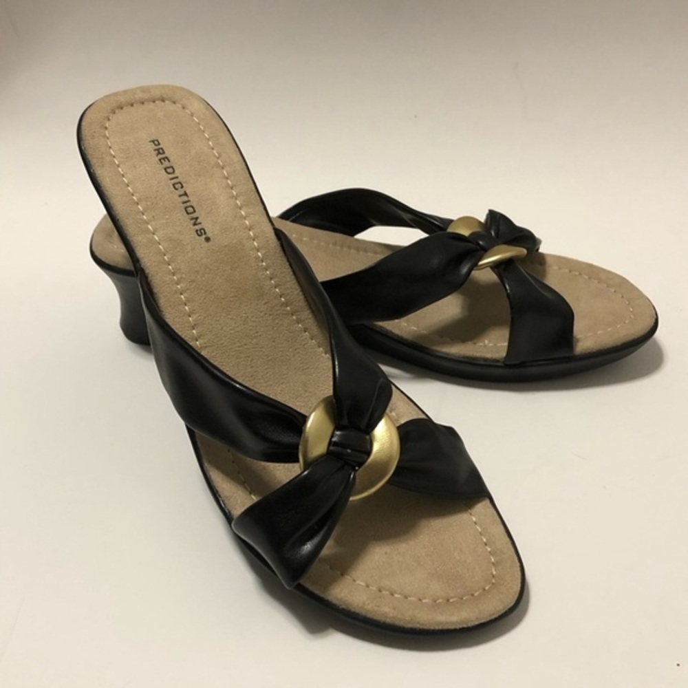 Predictions Shoes Sandal’s‎ Size 8W Women’s Black Slip On Heel